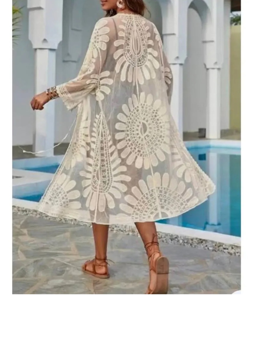 White Lace Sheer Kimono - Unbranded